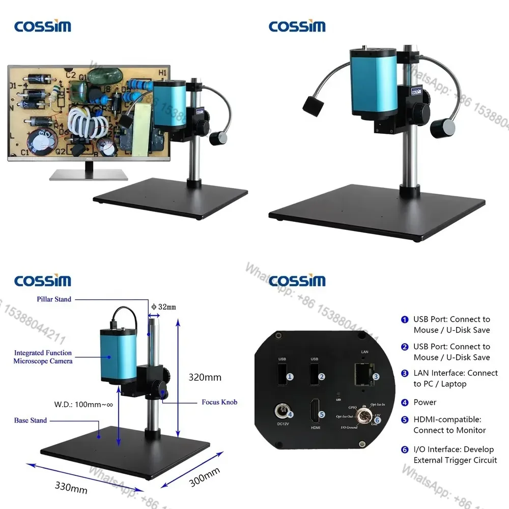 Hot Sale HVS-12V All-in-one Large FOV 1080P@60fp Digital Microscope Auto Focus Video Microscope with Light Source for