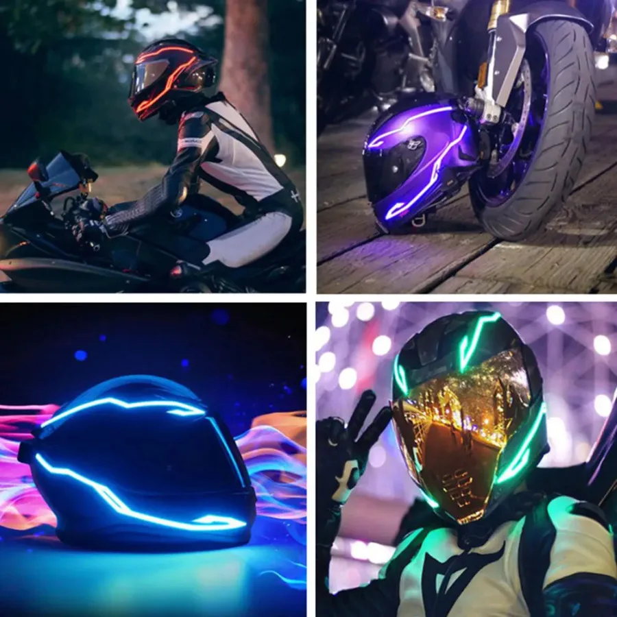 

Светодиодная флуоресцентная декоративная полоса для шлема, DIY LED-подсветка для мотоциклетного шлема, сигнальная световая лента, декор для шлема