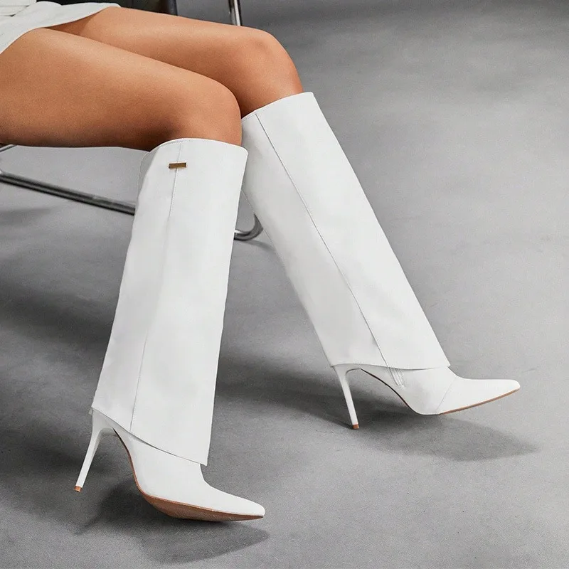 

Autumn And Winter Ladies New High-heeled Knee High Women's Boots With Pointed Sleeves Sexy Fashion Boots Plus Size Skirt Boots