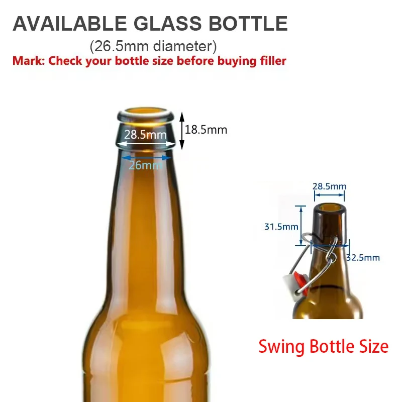 No Foam Beer Bottle Filler & Push-in Fittings Quick Connector Beer Tap Filling For Glass/PET/Swing Top Beer Bottle Beer Defoamer