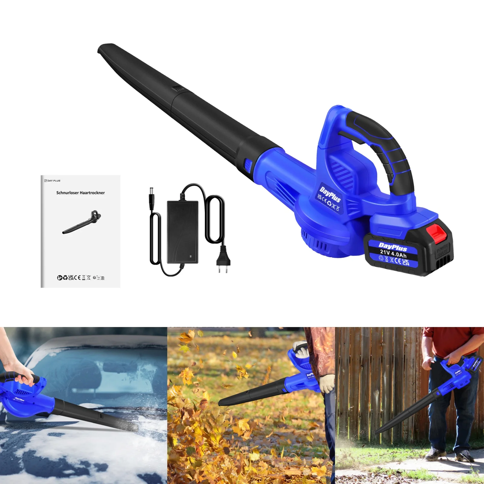 Cordless Leaf Blower with Battery,Electric Air Blower Handheld Leaf Blower Snow Blower Dust Blower Car Blower Garden Power Tools