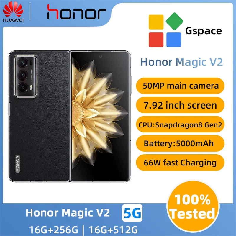 Honor Magic V2 5G Android 7.92Inch Snapdragon 8 + Gen 2 OLED 120Hz Screen 66W Super Charge 5000mAh Battery OTG used phone