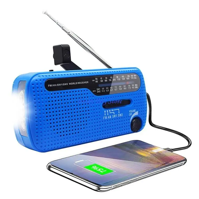 Hand Crank Solar FM SW1 SW2 Weather Radio Torch Torch Torch