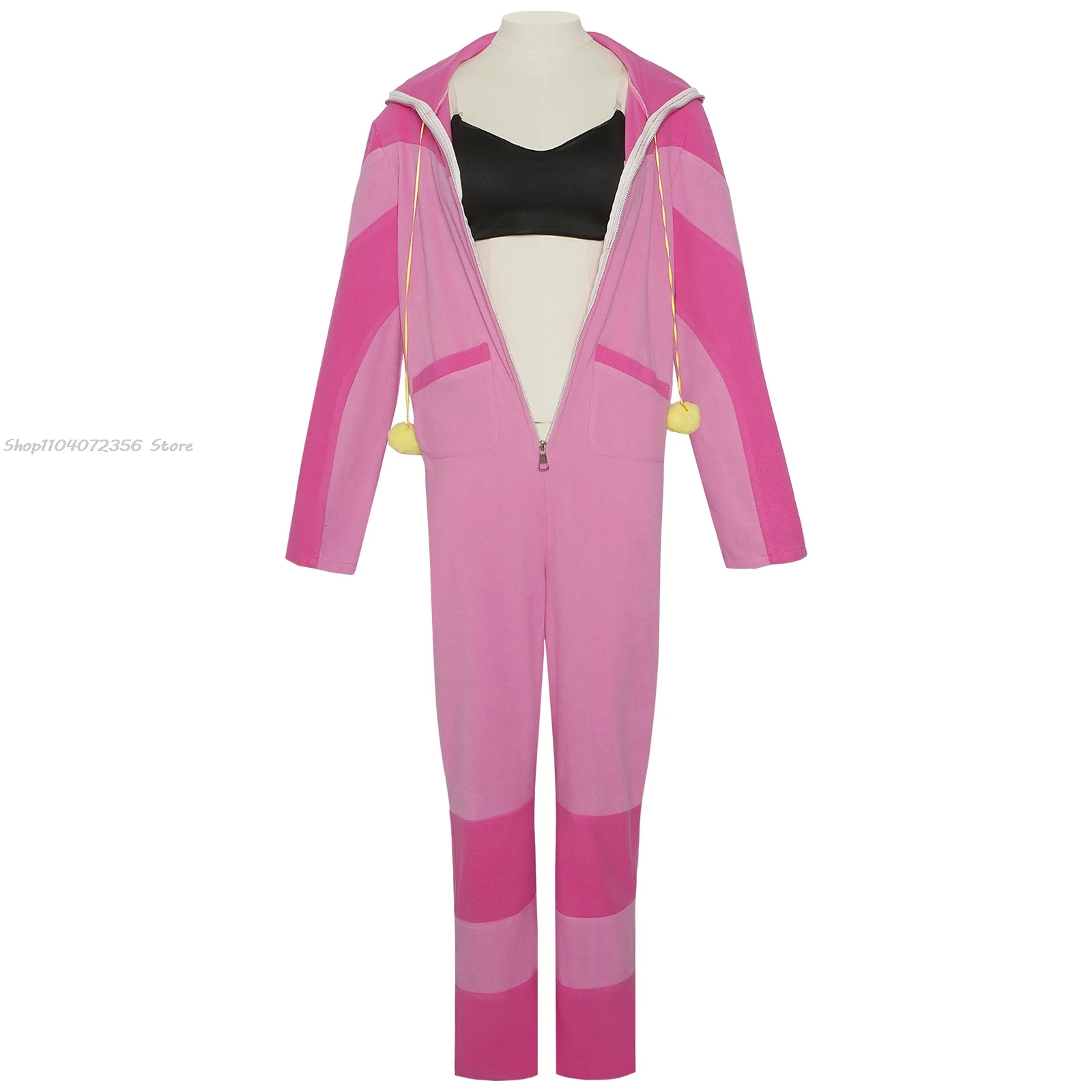 Game Street Fighter6 SF Han Juri Cosplay Costume Han Juri Pajamas Pink OnePiece Pajamas Women Girls Winter Pajamas Hallowen Suit