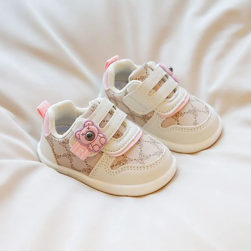 

Spring Baby Pre Walker Shoes for 0-3 Years Toddlers Earth Tone Soft Sole Anti Slip Learning Shoes Cotton Mesh Casual Footwear