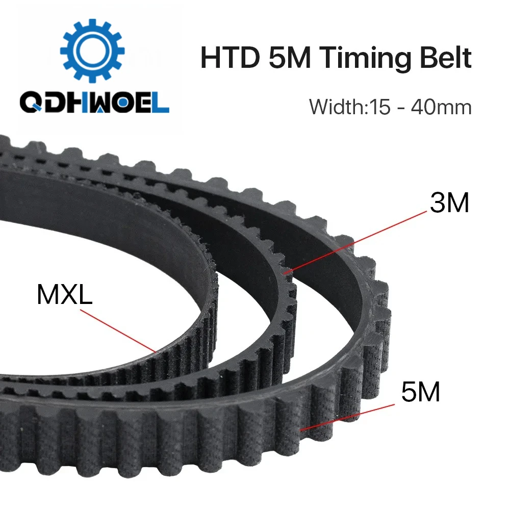 QDHWOEL HTD-5M Open Timing Belt 5M-15 20 25 30mm Polyurethane For CO2 Laser Engraving Cutting Machine