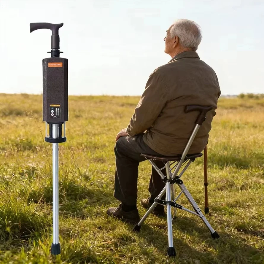 Foldable Walking Cane with Seat Portable Walking Stick 120kg Weight Capacity Suitable for Outdoor Hiking Camping