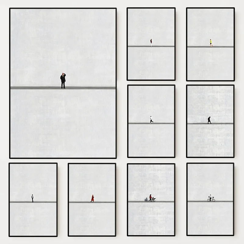 Minimalist Contemporary Photography Human Poster Featuring Individual People Canvas Painting Gray Wall Art for Room Home Decor