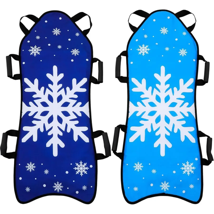 

Soulchen 2 Pack Snow Sled for Adults Lightweight Portable Foam Toboggan Winter Snow Sled Durable Sturdy Fabric Stitching Handle