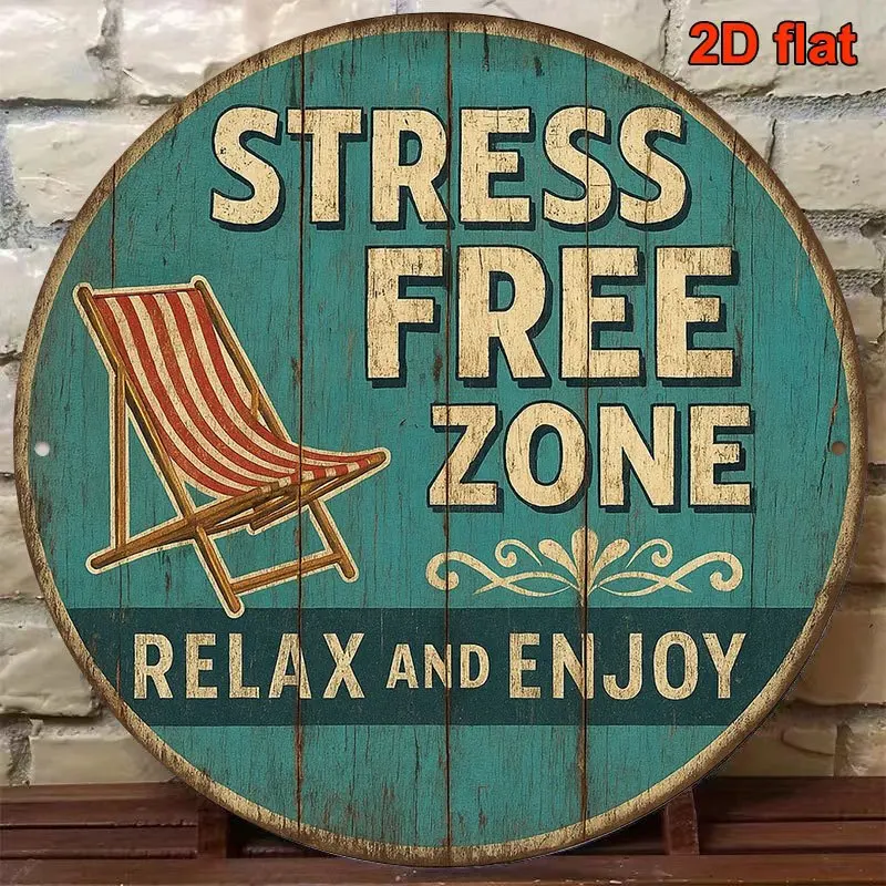 2D Flat - 1pc 8 X 8In/20 X 20Cm 2D Flat Round Sign, Vintage Plaque about 