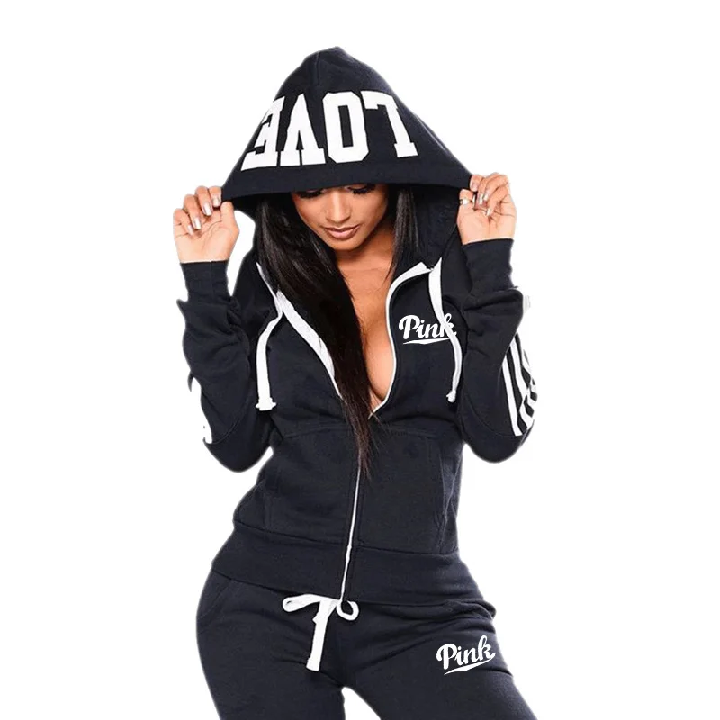 2024 Spring Tracksuit Women 2 Piece Set Print Hoodies+Pants Sportwear Women\'s Sports Suit Hooded Zippers Sweatshirt Set Female