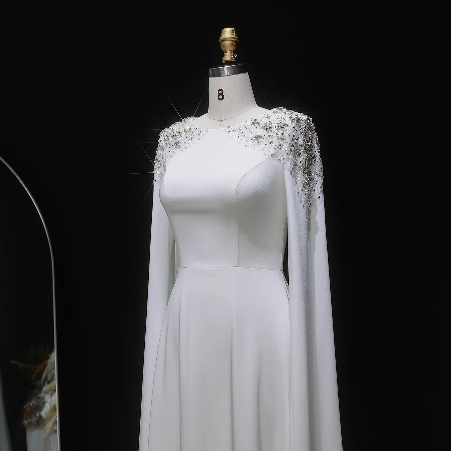 Sharon Said Elegantes Weißes Meerjungfrauenkleid Dubai Abendkleid Damen Hochzeitsfeier Umhangärmel Muslimische Formelle Kleider SF280 Maßanfertigung – Detail 29