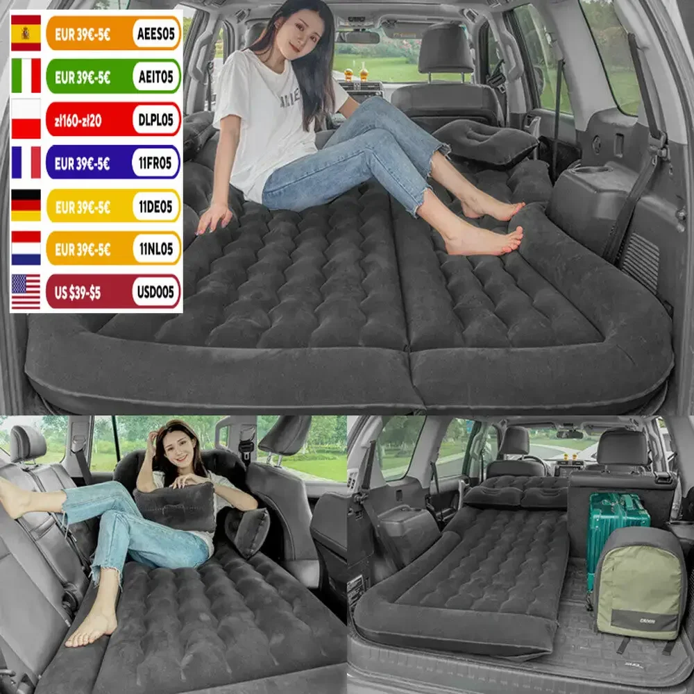 

Air Travel Bed Flocking Bed SUV/Car 2 Pillow For Camping Inflatable Mattress Car Truck