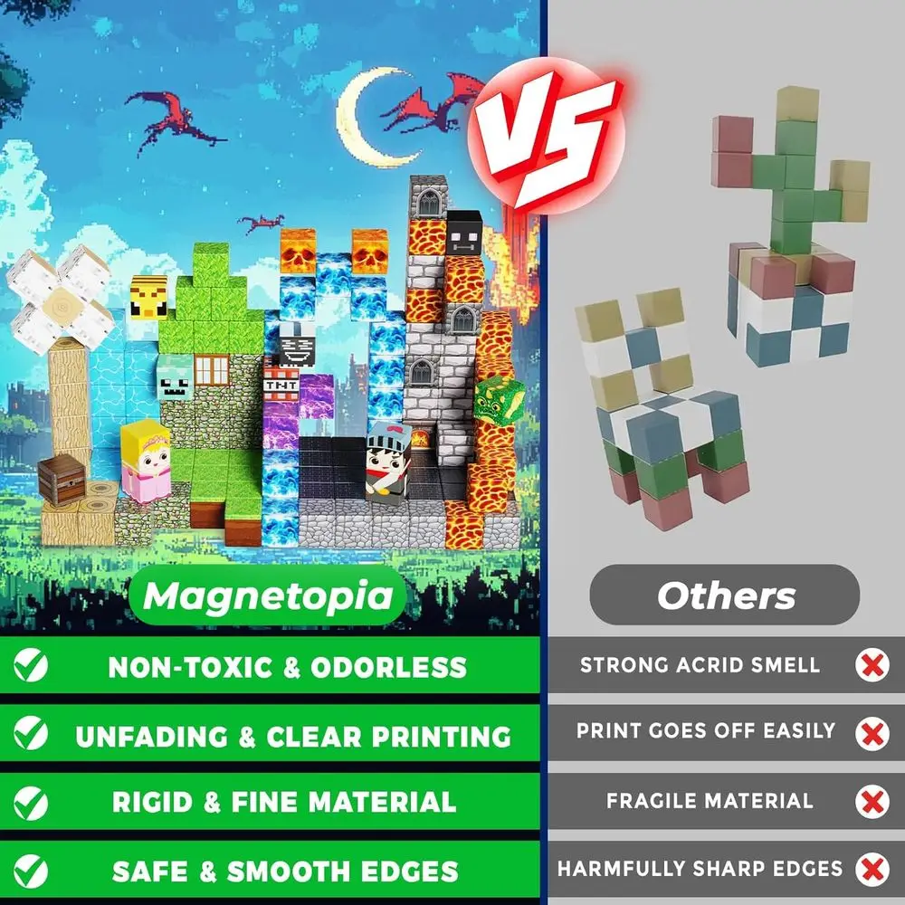 ชุดตัวต่อแม่เหล็ก 150 ชิ้น: ธีมปราสาทป่ามืด, ของเล่น STEM ที่เหมาะสำหรับเด็กอายุ 3 ปีขึ้นไป, สร้างสรรค์แบบมอนเตสซอรี่