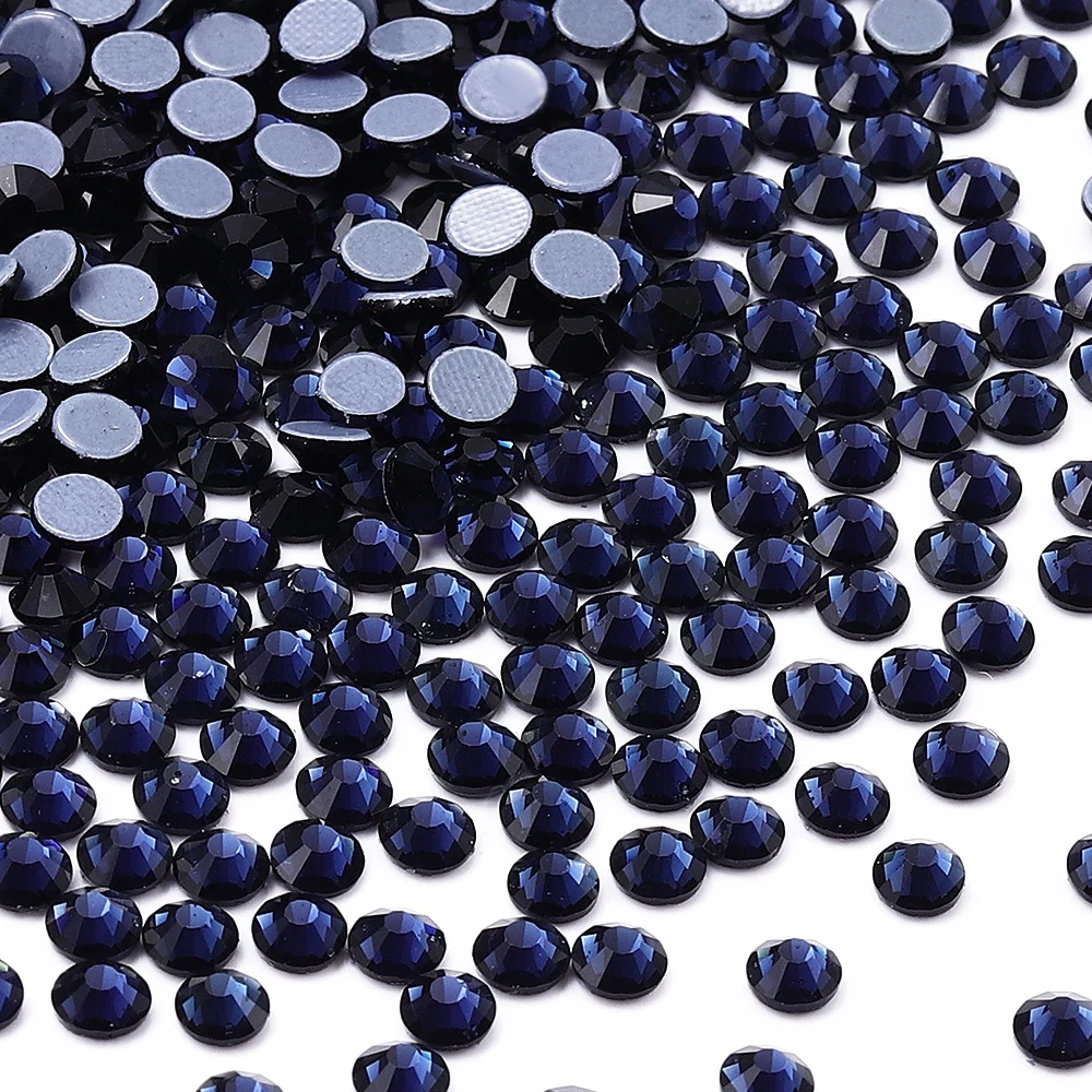 QIIY SS6-SS30 Hotfix Glass Flatback Rhinestone Multi Color Blue Glitter Round Stones Iron On Rhinestones For Clothes Decoration