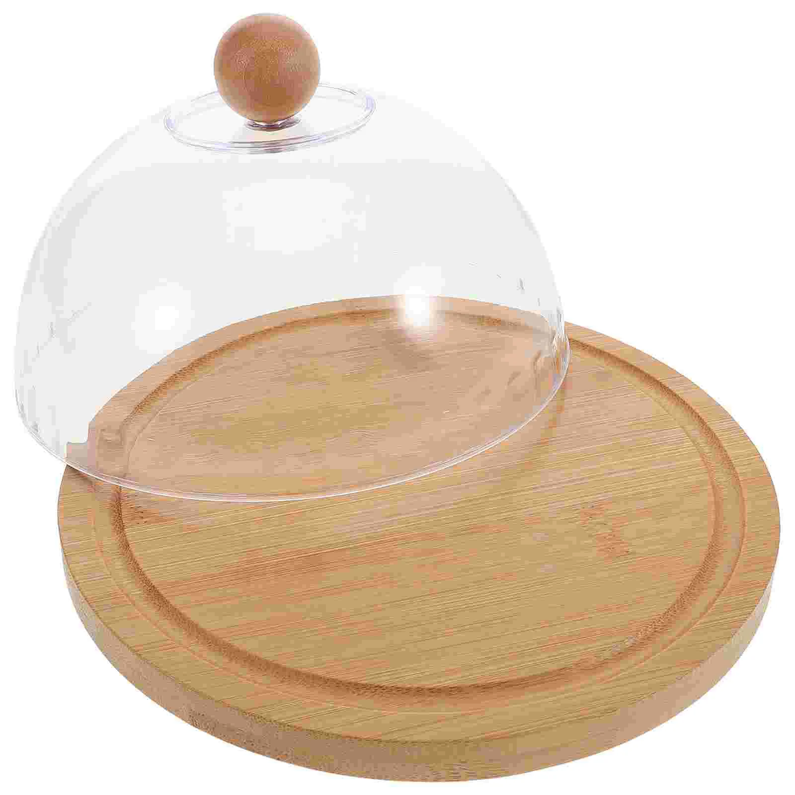 

Butter Box Cheese Board with Cover Cake Storage Container Cream Dish Glass Stand Wood Serving Tray Lid