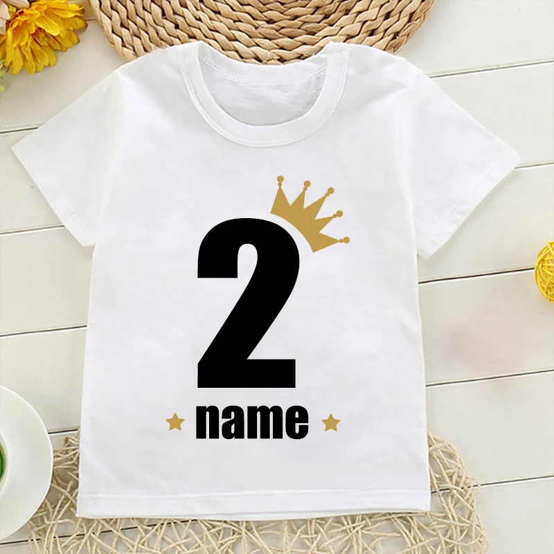 

Girls Crown Numbers T Shirts Custom Boys Clothing Personalized Birthday Age Name Shirts Kids Gift T-Shirts Baby Clothes