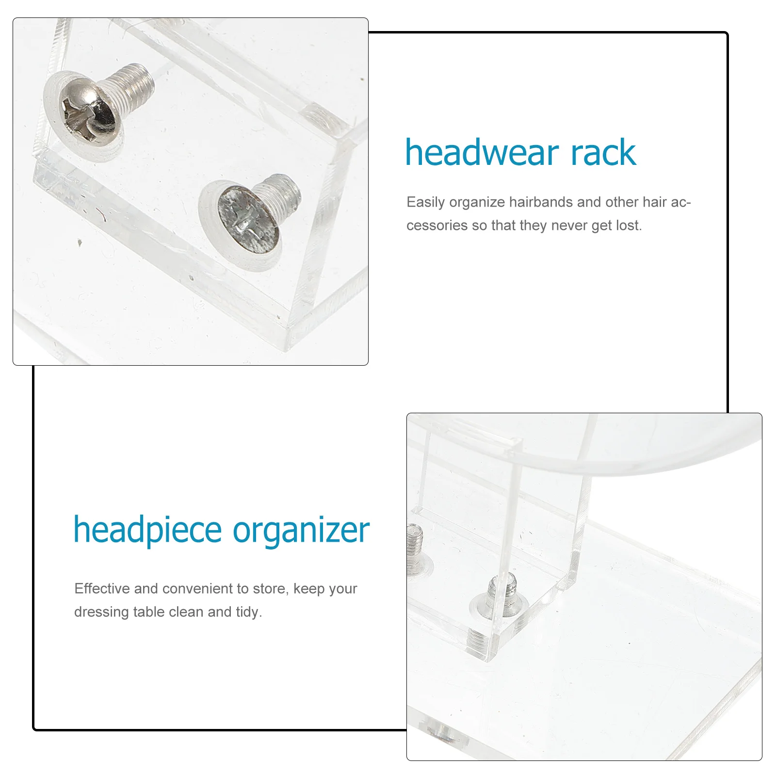 Espositore per fascia per capelli di forma rotonda Supporto per rack in acrilico per organizer per copricapo da donna Supporto per fascia da toeletta