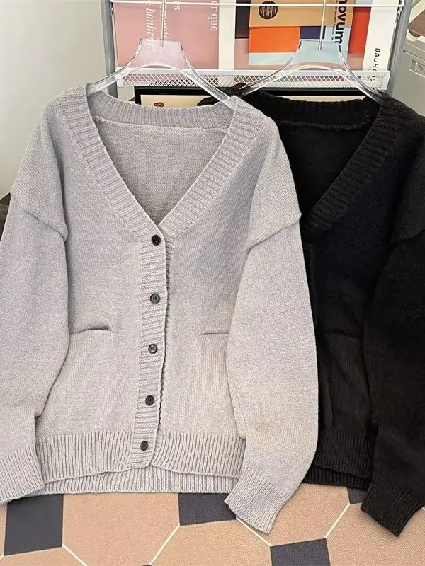 

Мужской кардиган в американском ретро-стиле: осенне-зимний, свободный крой, высококачественный трикотаж, повседневный, универсальный топ