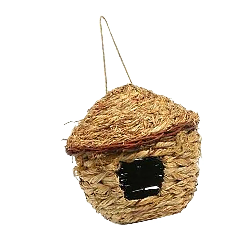 Handwoven Straw Bird Nest Parrot Hatching Breeding Grass Cave Garden Supply Grass Birds House Humming Bird Nest for Lawn Home