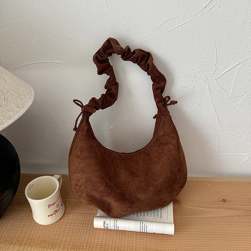 Vintage Fashion Retro Outfit - Damska torba hobo z imitacji zamszu,