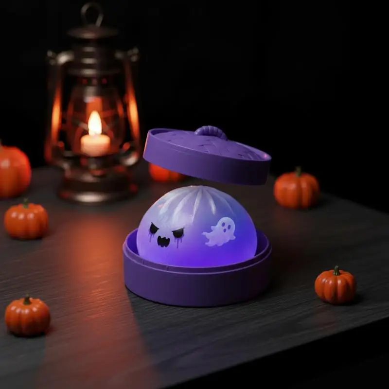 Glitter Halloween Ghost Dumplings Squeezable Soft Slow Rebound Resilience Decompression With Steamer Stuffed Shark Bun Gift