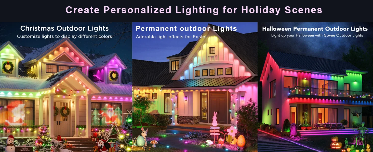 30M 60LED Permanent Traufe LED Lichter Im Freien Wasserdichte RGB Lichterketten DIY Szene Weihnachten Geburtstag Urlaub Party Beleuchtung – Detail 4