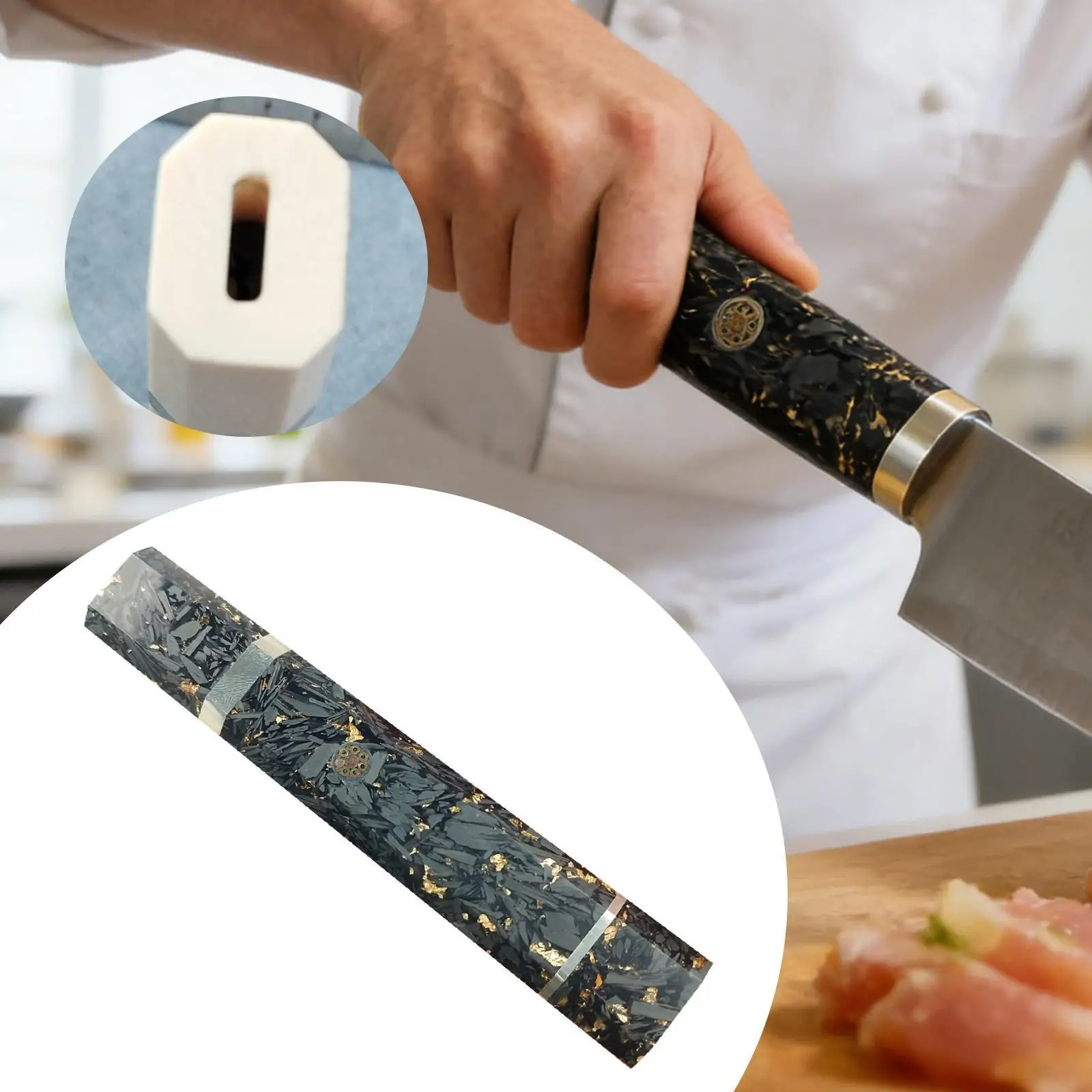 

Kitchen Accessory Carbon Fiber Replacement Handle Octagonal Grip for Chef Knives Sashimi Knife Table Dining Enthusiast Supplies