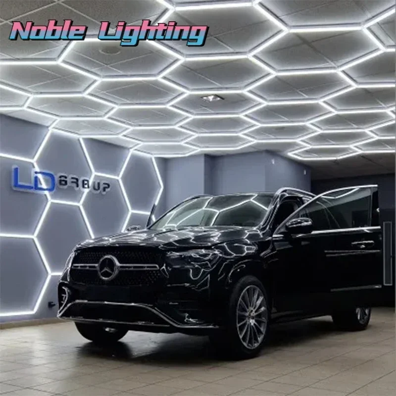 Personalizado Honeycomb LED Car Detalhando Luz De Teto, Luz Hexagonal para Showroom 4S Workshop, 2 Anos De Garantia, 5x12m