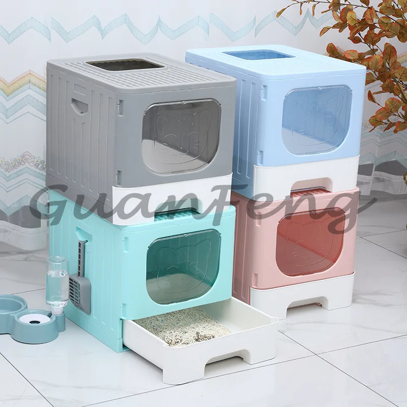 Cat litter box Fully enclosed drawer type oversized anti-splash and stinky cat litter box Cat toilet