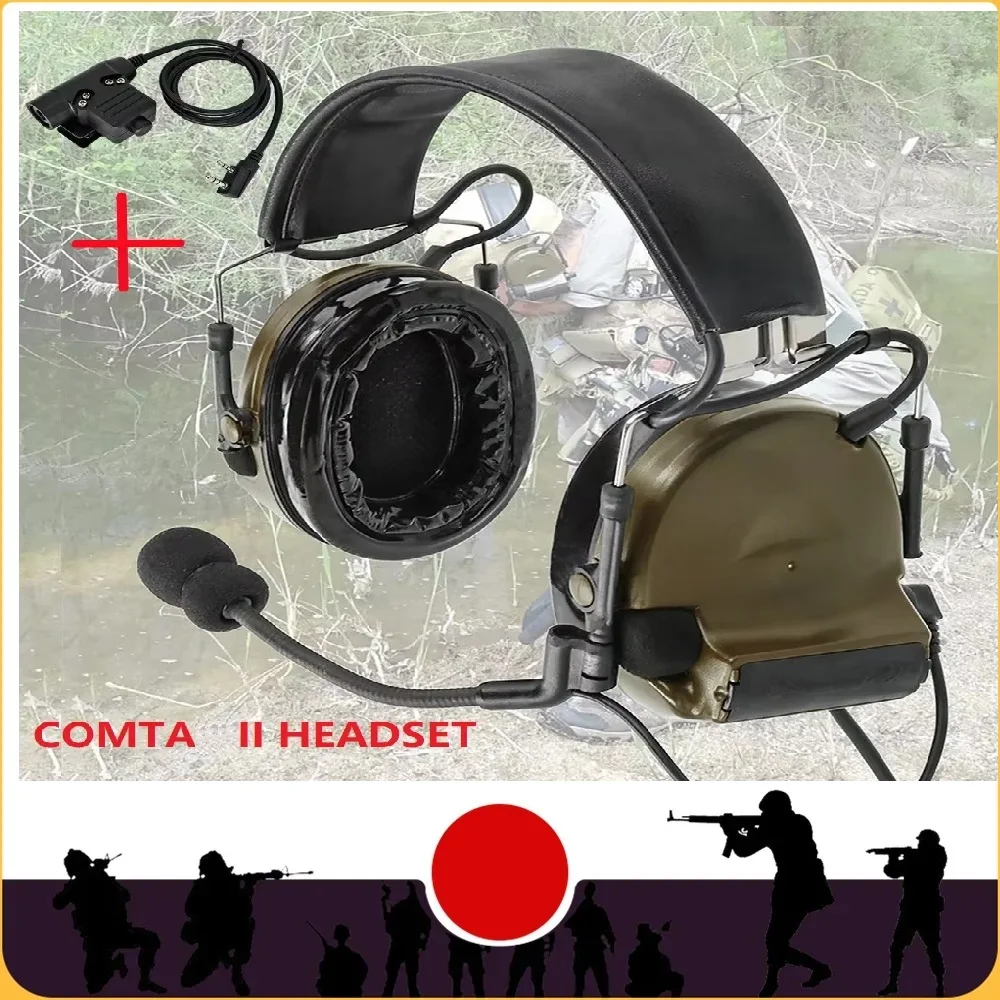 Hearangel Tactical CII Headset ,Sound Pickup Noise Reduction for Airsoft Activities Shooting Headset &Ken 2 Pin U94 PTT