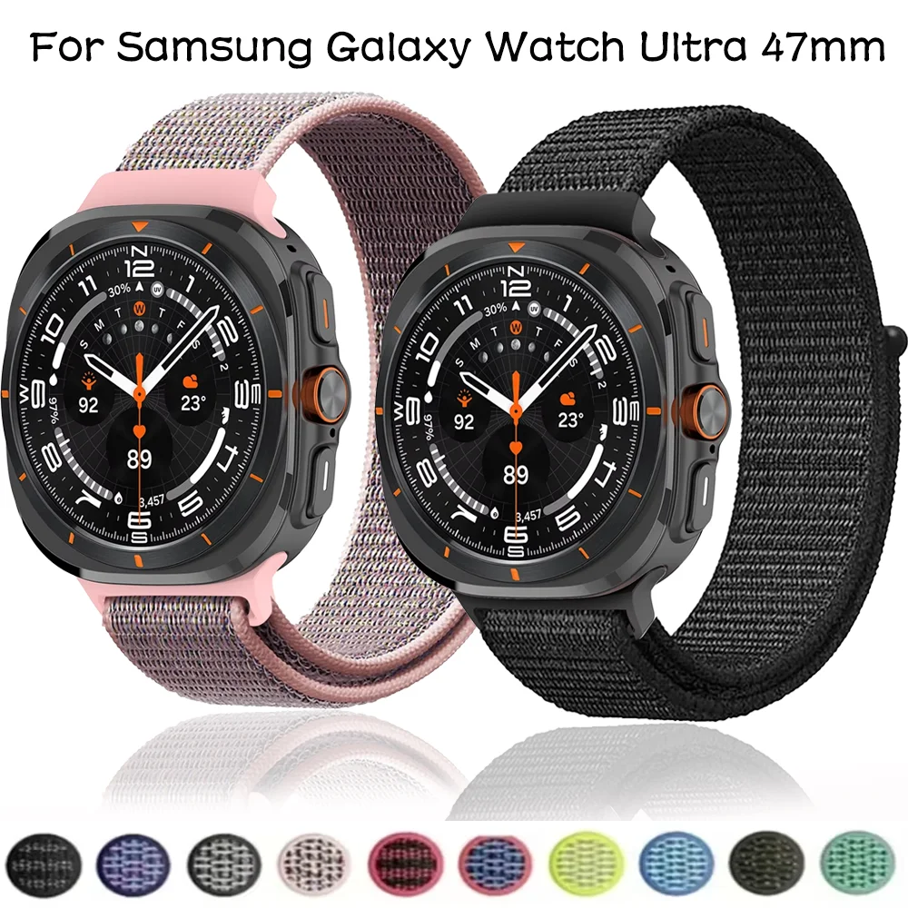 Sports Nylon Loop Strap for Samsung Galaxy Watch Ultra 47mm Replaceable Wristband Bracelet for Galaxy Watch 7 Ultra 47mm Correa