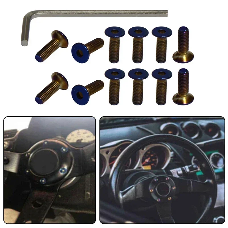 6Pcs Bolts Screw Kit Steering Wheel For Momo Nardi Personal NRG Sparco Flat Head view 3