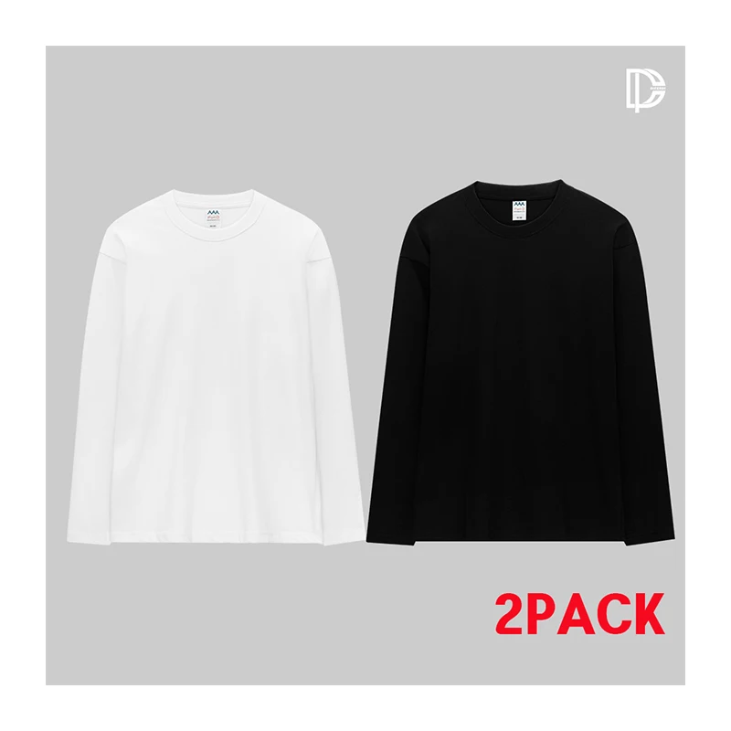 [مجموعة مكونة من قطعتين مختلفة] تي شيرت داخلي بأكمام طويلة بطبقات من القطن الخالص للجنسين بسعر خاص