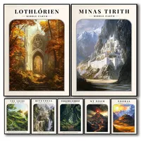 Classic Lord Of The Rings Movie Posters Science Fiction Real Of Elves Hobbit Prints Canvas Painting Wall Picture Home Room Decor