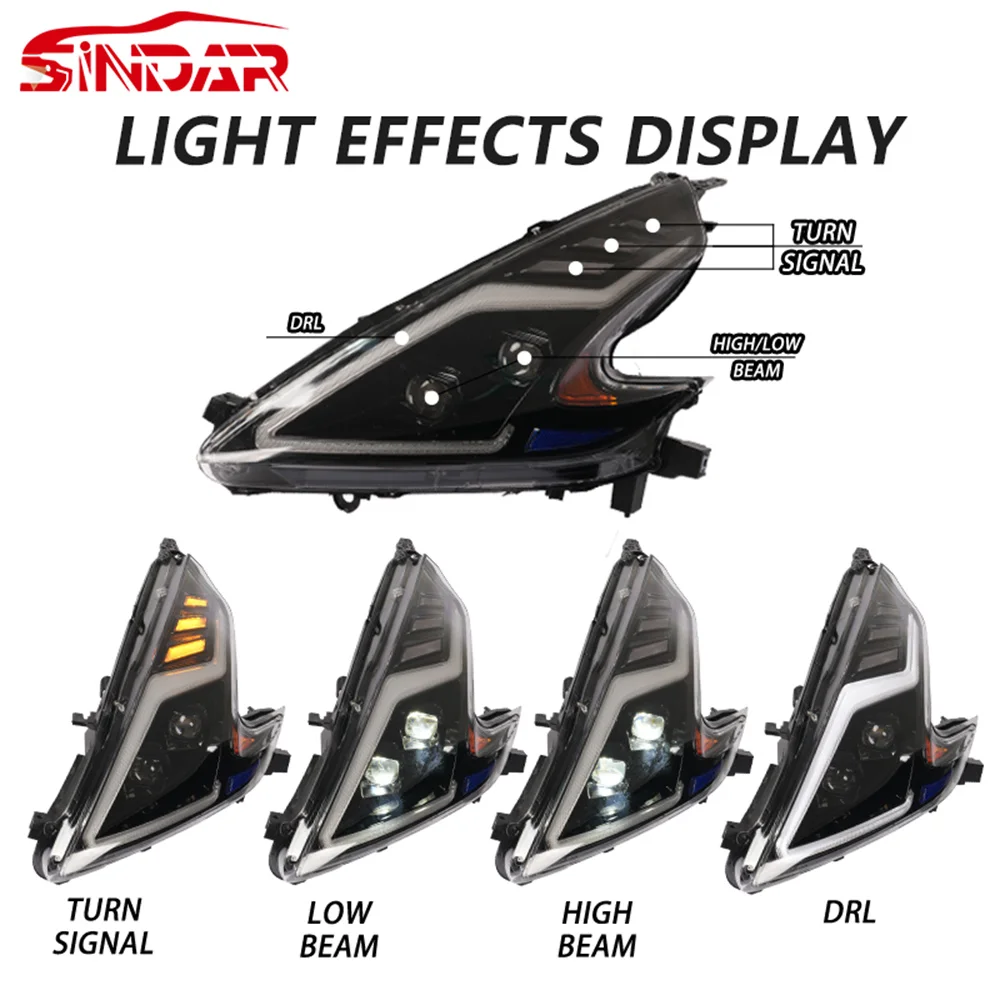 R*D様 フェアレディZ Z34 ヘッドライト ワンオフ　370Z headli 日産370ZフェアレディZ Z34（2009-2021）用SINDARオートLEDヘッド