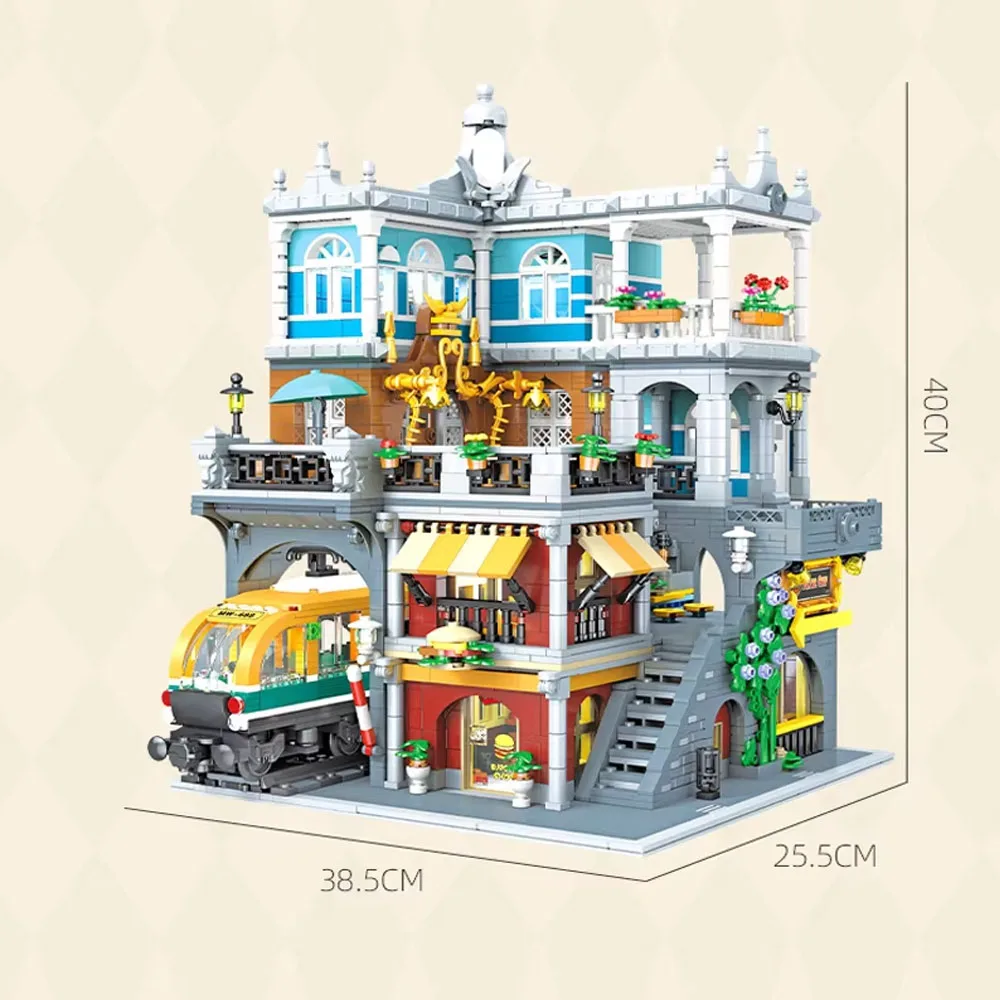 3289 個バーガーショップビルディングブロックハウスモデルライトシティビューストリートシーン地下鉄レンガのおもちゃ子供女の子大人のギフト