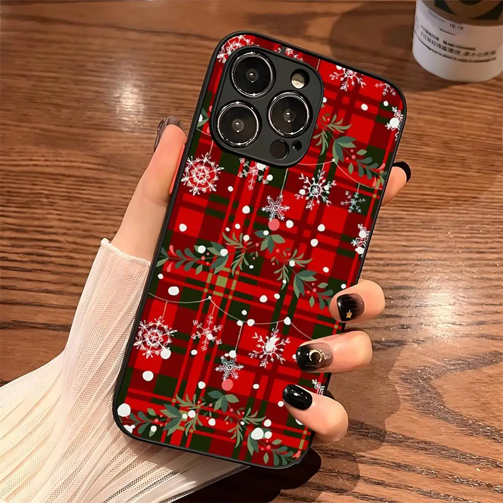 Christmas snowflake tree Phone Case for iPhone 13 16ProMax 15 14 11 12 Pro Max Mini Plus SE2020 XS Max Matte Black Cover