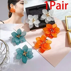 Delysia King Women Romantic Temperament Acrylic Petal Earrings Girl 2021 Cute Lifelike Flower High Grade Ear Stud