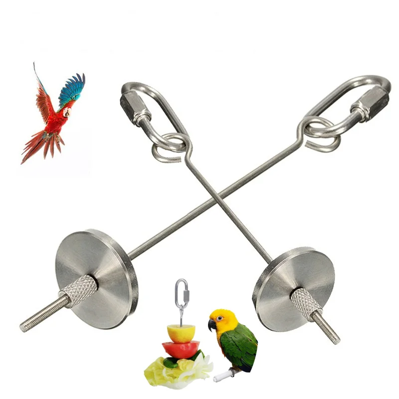 

Stainless Steel Bird Parrot Food Stick Corn Fork Fruit Holder Hanging Bird Feeding Supplies Bird Cage Accessories Bird Toys