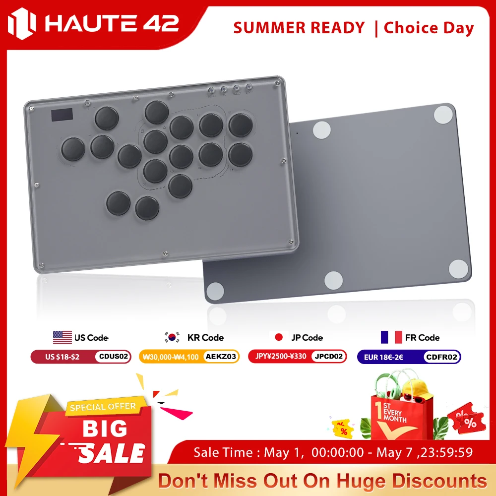 controlador-de-joystick-haute42-v16-hitbox-sin-palanca-fightstick-para-pc-ps4-ps5-switch-gris-controlador-arcade-sin-palanca