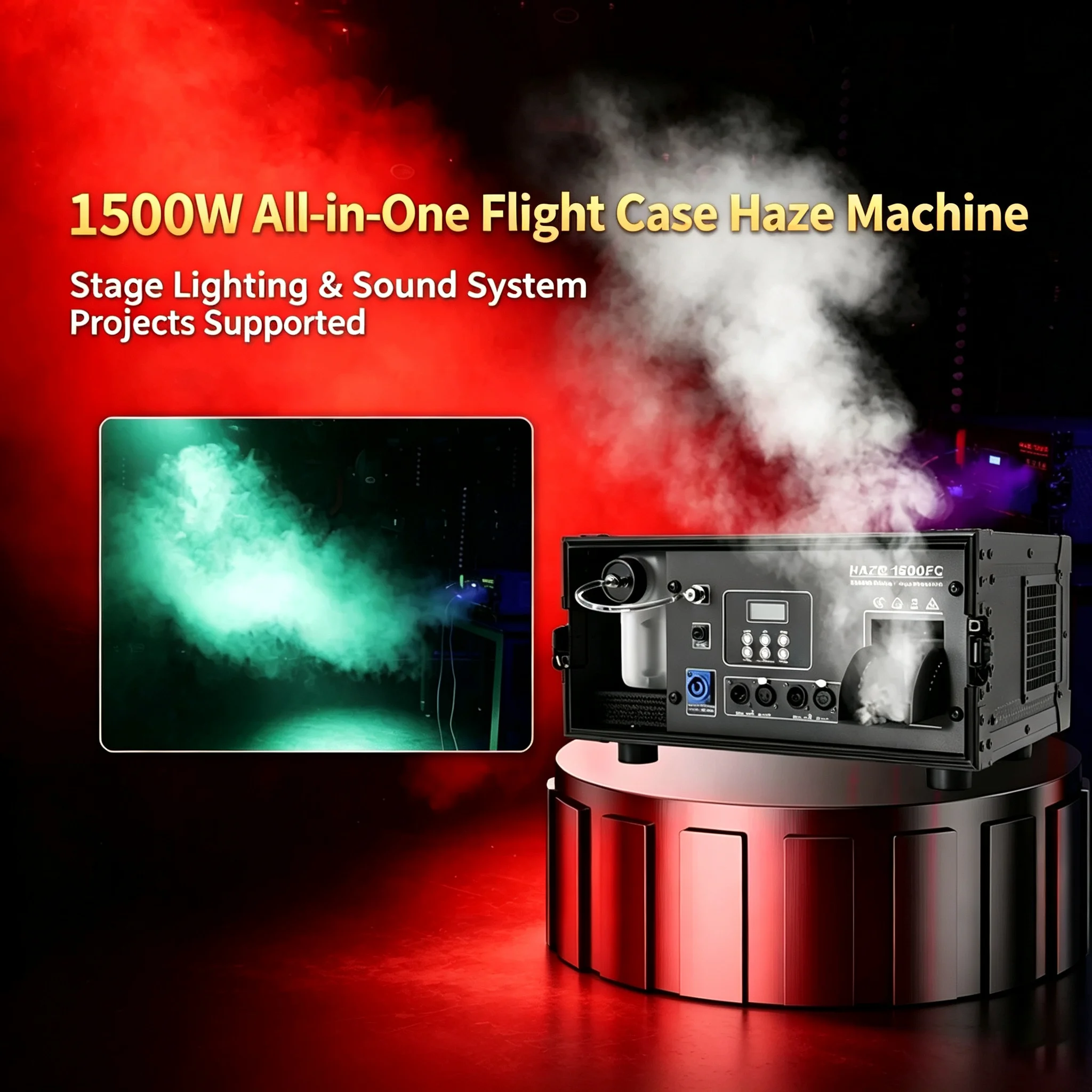 NEW DMX Fog Machine 1500W Mist Haze Machine with Flight Case Package Smoke Machine Stage Lighting Effect Dj Club Wedding Party