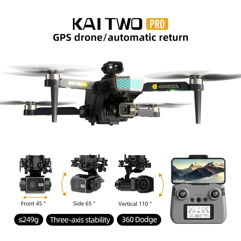 Kaitwo Drone 3-Axis PTZ 4K HD Dual Camera GPS 5G WIFI RC FPV Dron Laser 360° Obstacle Avoidance Brushless Motor Quadcopter