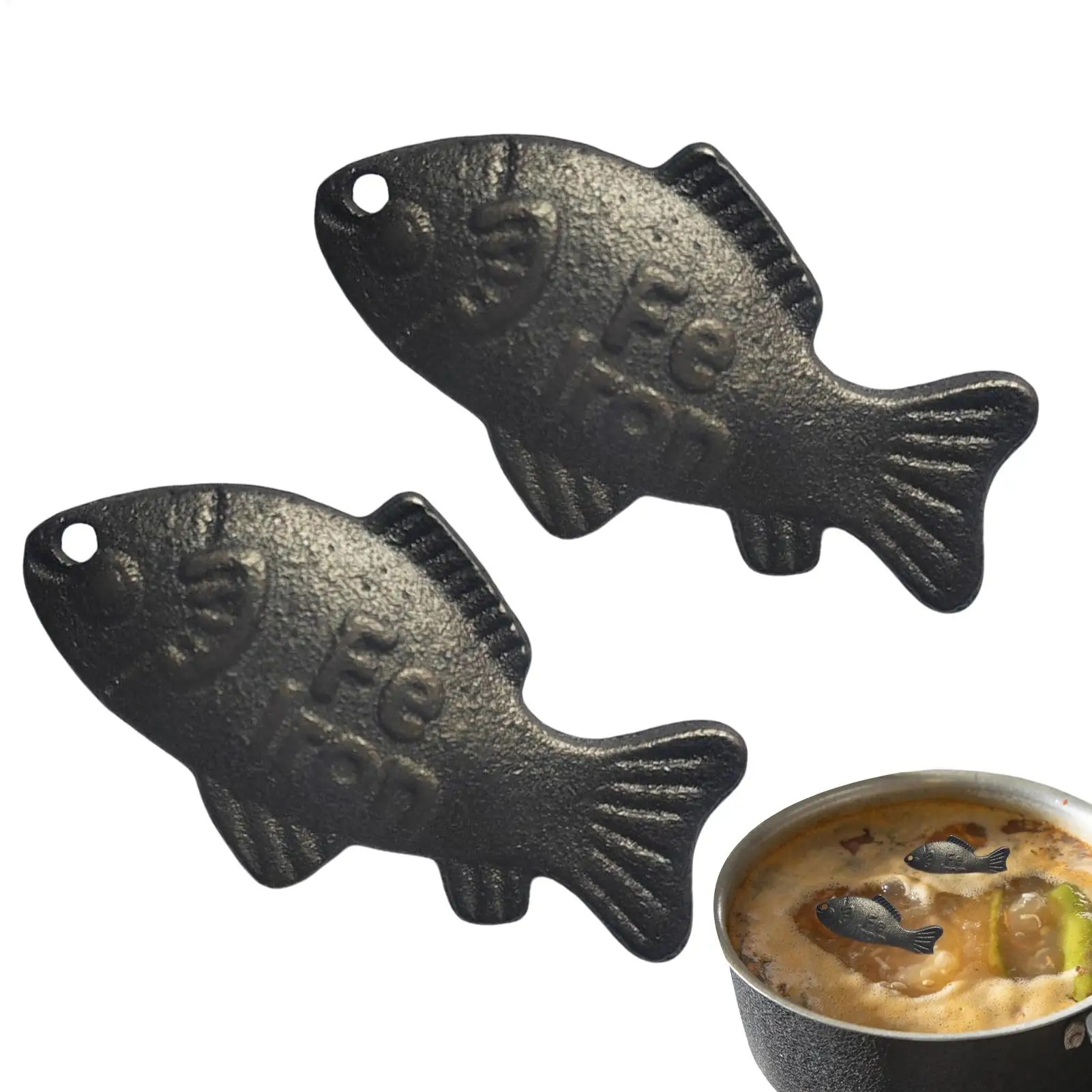 2 uds. De peces de hierro, añade fuentes naturales de hierro para alimentos y agua, suplemento Fe seguro, herramienta de cocina para peces para atletas vegetales embarazadas