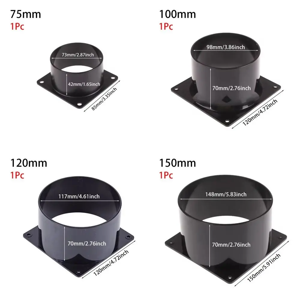 75/100/120/150 مللي متر موصل شفة سوداء مربع أسفل شفة مستقيمة مدخل هواء ومنفذ اتصال مجاري الهواء شفة #5