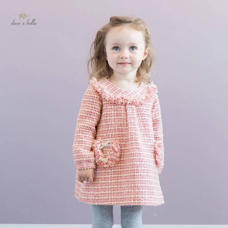 Dave Bella Princess Dress Girls Baby Children 2024 New Spring Autumn Charm Sweet Cute Fashion Long Sleeved Party Dress DB3242868