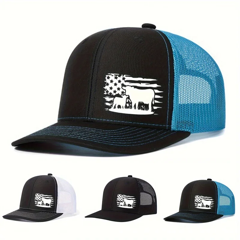 

Summer Outdoor Sports Hat Fisherman Printed Net Hat TruckDriver Slightly Curved Baseball Cap Deep Brim HipDance Hipster Male Cap