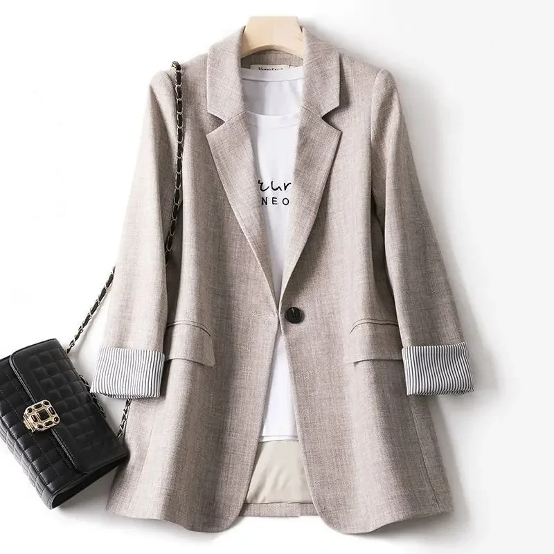 Blazer Suit Jacket Women Spring Loose Casual Minimalist Autumn Top Small Suit
