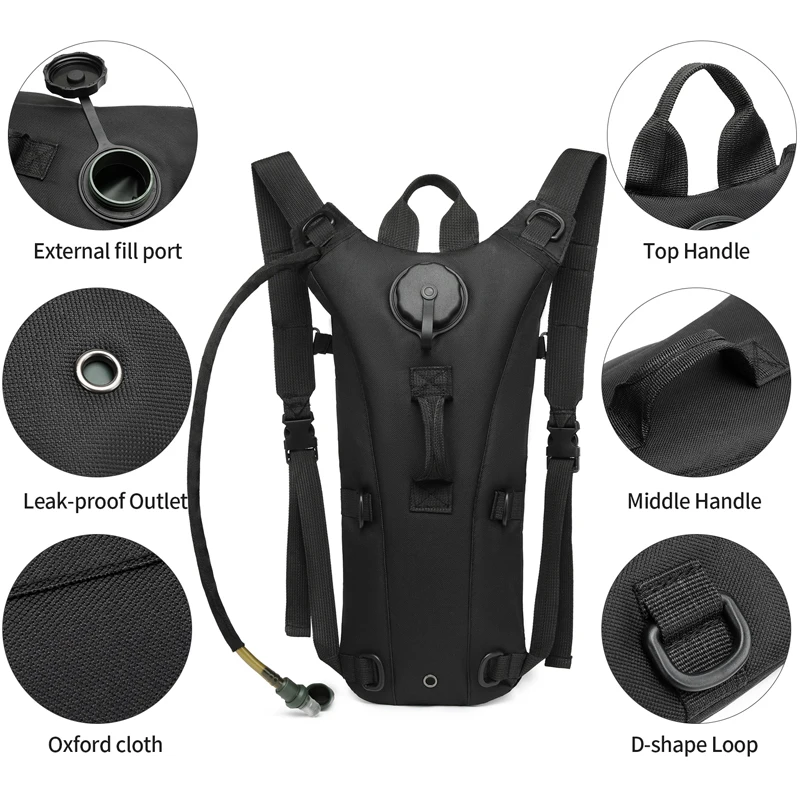 Mochila de hidratación para senderismo, mochila de hidratación de agua con 3l/vejiga de agua, Mochila de agua impermeable ligera para senderismo