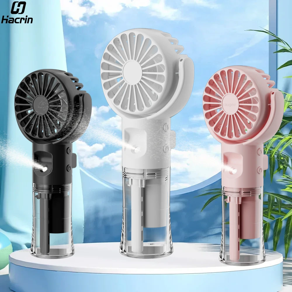 Portable Humidifier Fan Mini Handheld Water Mist Fan Portable USB Rechargeable Hand Fan with Humidifier Spray Mini Handheld Fan